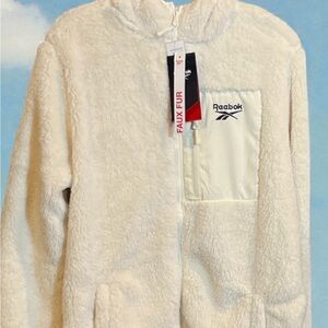 New Reebok Women's White Faux Fur Jacket size xxl